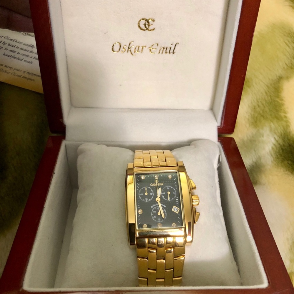 Oskar Emil gold plated and 7 diamond watch - Picture 2 of 7